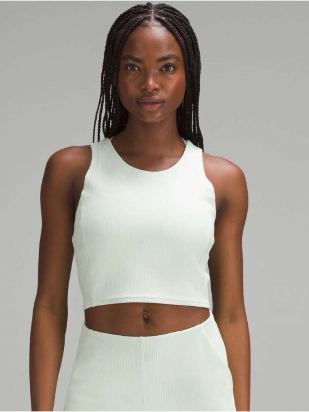 Lululemon Ribbed Softstreme Cropped Tank Top Kohlrabi Green size 4